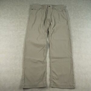 prAna Slim Fit Khaki Stretch Pants Mens 34x29 Flat Front Straight Leg Casual